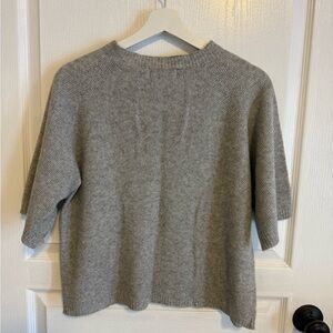 Short Sleeve Oversized Gray Knit Sweater